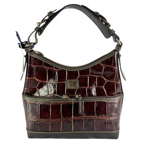 DOONEY & BOURKE Authentic Brown Croc Embossed Leather Shoulder Bag